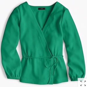 JCrew Drapey Crepe Faux-wrap blouse size 2